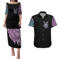 Skull Wings Roses - Zero Fuck Given Couples Matching Puletasi Dress and Hawaiian Shirt - Wonder Print Shop