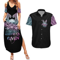Skull Wings Roses - Zero Fuck Given Couples Matching Summer Maxi Dress and Hawaiian Shirt - Wonder Print Shop