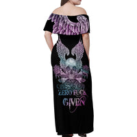 Skull Wings Roses - Zero Fuck Given Family Matching Off Shoulder Maxi Dress and Hawaiian Shirt - Wonder Print Shop