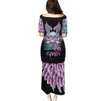Skull Wings Roses - Zero Fuck Given Family Matching Puletasi Dress and Hawaiian Shirt - Wonder Print Shop