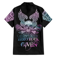 Skull Wings Roses - Zero Fuck Given Family Matching Short Sleeve Bodycon Dress and Hawaiian Shirt - Wonder Print Shop