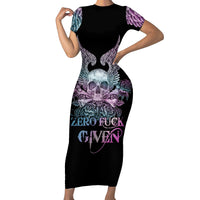 Skull Wings Roses - Zero Fuck Given Family Matching Short Sleeve Bodycon Dress and Hawaiian Shirt - Wonder Print Shop