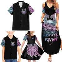 Skull Wings Roses - Zero Fuck Given Family Matching Summer Maxi Dress and Hawaiian Shirt - Wonder Print Shop