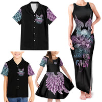 Skull Wings Roses - Zero Fuck Given Family Matching Tank Maxi Dress and Hawaiian Shirt - Wonder Print Shop