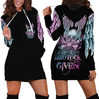 Skull Wings Roses - Zero Fuck Given Hoodie Dress - Wonder Print Shop