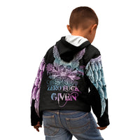 Skull Wings Roses - Zero Fuck Given Kid Hoodie - Wonder Print Shop