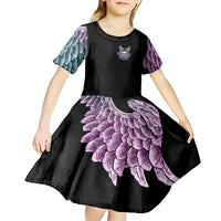 Skull Wings Roses - Zero Fuck Given Kid Short Sleeve Dress - Wonder Print Shop