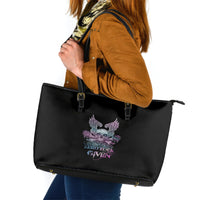 Skull Wings Roses - Zero Fuck Given Leather Tote Bag - Wonder Print Shop