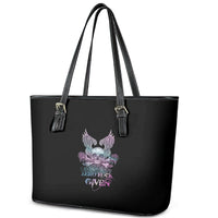 Skull Wings Roses - Zero Fuck Given Leather Tote Bag - Wonder Print Shop
