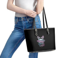 Skull Wings Roses - Zero Fuck Given Leather Tote Bag - Wonder Print Shop
