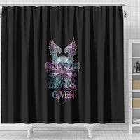 skull-wings-roses-zero-fuck-given-shower-curtain
