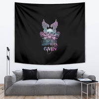 Skull Wings Roses - Zero Fuck Given Tapestry - Wonder Print Shop
