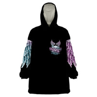 Skull Wings Roses - Zero Fuck Given Wearable Blanket Hoodie - Wonder Print Shop