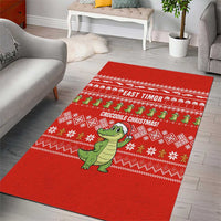 East Timor Christmas Area Rug with Santa Crocodile Gingerbread Palm Trees and Red Holiday - Wonder Print Shop