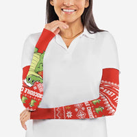 East Timor Christmas Arm Sleeves with Santa Crocodile Gingerbread Palm Trees and Red Holiday - Wonder Print Shop