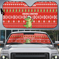 East Timor Christmas Auto Sun Shade with Santa Crocodile Gingerbread Palm Trees and Red Holiday - Wonder Print Shop