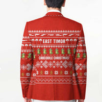 East Timor Christmas Blazer with Santa Crocodile Gingerbread Palm Trees and Red Holiday - Wonder Print Shop
