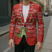 East Timor Christmas Blazer with Santa Crocodile Gingerbread Palm Trees and Red Holiday - Wonder Print Shop