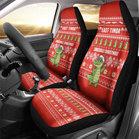 East Timor Christmas Car Seat Cover with Santa Crocodile Gingerbread Palm Trees and Red Holiday - Wonder Print Shop