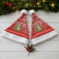 East Timor Christmas Santa Hat with Santa Crocodile Gingerbread Palm Trees and Red Holiday - Wonder Print Shop