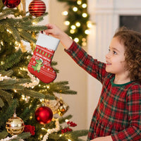 East Timor Christmas Stocking with Santa Crocodile Gingerbread Palm Trees and Red Holiday - Wonder Print Shop