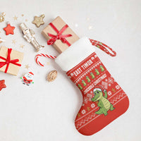 East Timor Christmas Stocking with Santa Crocodile Gingerbread Palm Trees and Red Holiday - Wonder Print Shop