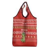 East Timor Christmas Grocery Bag with Santa Crocodile Gingerbread Palm Trees and Red Holiday - Wonder Print Shop