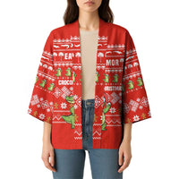 East Timor Christmas Kimono with Santa Crocodile Gingerbread Palm Trees and Red Holiday - Wonder Print Shop