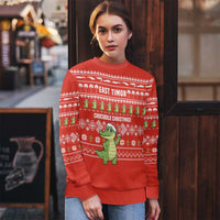 East Timor Christmas Ugly Christmas Sweater with Santa Crocodile Gingerbread Palm Trees and Red Holiday - Wonder Print Shop