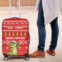 East Timor Christmas Luggage Cover with Santa Crocodile Gingerbread Palm Trees and Red Holiday - Wonder Print Shop