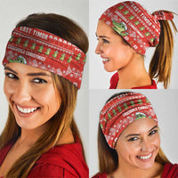East Timor Christmas Neck Gaiter with Santa Crocodile Gingerbread Palm Trees and Red Holiday - Wonder Print Shop