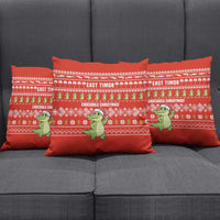 East Timor Christmas Pillow Cover with Santa Crocodile Gingerbread Palm Trees and Red Holiday - Wonder Print Shop