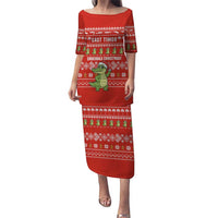 East Timor Christmas Puletasi with Santa Crocodile Gingerbread Palm Trees and Red Holiday - Wonder Print Shop