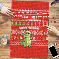 East Timor Christmas Puzzle with Santa Crocodile Gingerbread Palm Trees and Red Holiday - Wonder Print Shop
