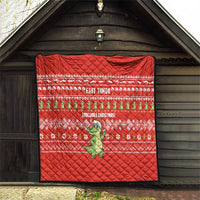 East Timor Christmas Quilt with Santa Crocodile Gingerbread Palm Trees and Red Holiday - Wonder Print Shop