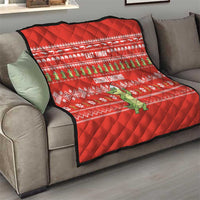 East Timor Christmas Quilt with Santa Crocodile Gingerbread Palm Trees and Red Holiday - Wonder Print Shop