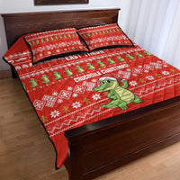 East Timor Christmas Quilt Bed Set with Santa Crocodile Gingerbread Palm Trees and Red Holiday - Wonder Print Shop