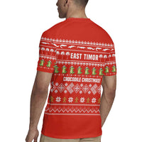 East Timor Christmas Rugby Jersey with Santa Crocodile Gingerbread Palm Trees and Red Holiday - Wonder Print Shop
