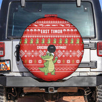 East Timor Christmas Spare Tire Cover with Santa Crocodile Gingerbread Palm Trees and Red Holiday - Wonder Print Shop