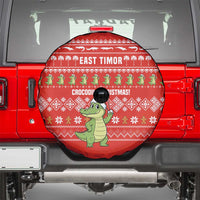 East Timor Christmas Spare Tire Cover with Santa Crocodile Gingerbread Palm Trees and Red Holiday - Wonder Print Shop