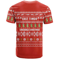 East Timor Christmas T Shirt with Santa Crocodile Gingerbread Palm Trees and Red Holiday - Wonder Print Shop