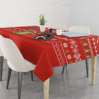 East Timor Christmas Tablecloth with Santa Crocodile Gingerbread Palm Trees and Red Holiday - Wonder Print Shop