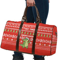 East Timor Christmas Travel Bag with Santa Crocodile Gingerbread Palm Trees and Red Holiday - Wonder Print Shop