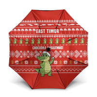 East Timor Christmas Umbrella with Santa Crocodile Gingerbread Palm Trees and Red Holiday - Wonder Print Shop