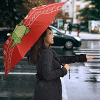 East Timor Christmas Umbrella with Santa Crocodile Gingerbread Palm Trees and Red Holiday - Wonder Print Shop