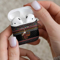 East Timor Christmas AirPods Case with Santa in Traditional Robe Gift Basket Ho Ho Ho Text and Black Festive - Wonder Print Shop