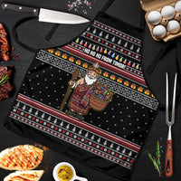East Timor Christmas Apron with Santa in Traditional Robe Gift Basket Ho Ho Ho Text and Black Festive - Wonder Print Shop
