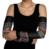 East Timor Christmas Arm Sleeves with Santa in Traditional Robe Gift Basket Ho Ho Ho Text and Black Festive - Wonder Print Shop