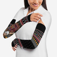 East Timor Christmas Arm Sleeves with Santa in Traditional Robe Gift Basket Ho Ho Ho Text and Black Festive - Wonder Print Shop