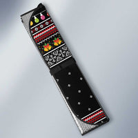 East Timor Christmas Auto Sun Shade with Santa in Traditional Robe Gift Basket Ho Ho Ho Text and Black Festive - Wonder Print Shop